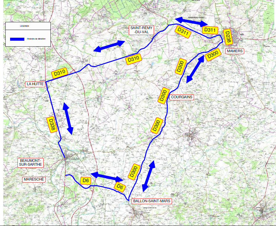 La déviation principale depuis la RD 338 (VL) et (PL)