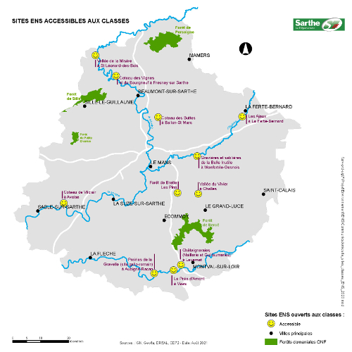 carte des site ENS ouverts aux classes ENS