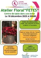 Atelier floral : centre de table de fêtes dans une boîte