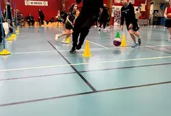 Des joueurs du MSB à l’entraînement du Basket Club Roëzéen !