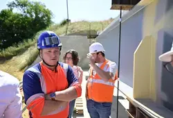 Visite du chantier du Viaduc de l'Huisne Sarthoise avant la pose de la charpente