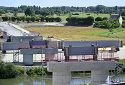 Visite du chantier du Viaduc de l'Huisne Sarthoise avant la pose de la charpente