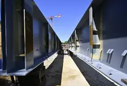 Visite du chantier du Viaduc de l'Huisne Sarthoise avant la pose de la charpente