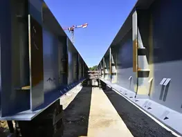 Visite du chantier du Viaduc de l'Huisne Sarthoise avant la pose de la charpente