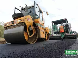 Travaux nocturnes d'enrobés sur le giratoire de Béner