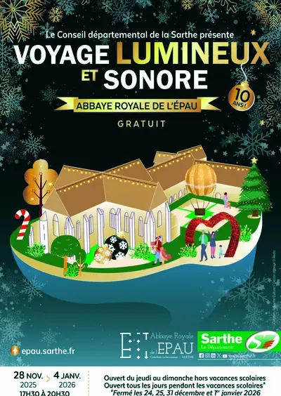 Affiche de l'événement : Voyage lumineux et sonore à l'Abbaye Royale de l’Épau
