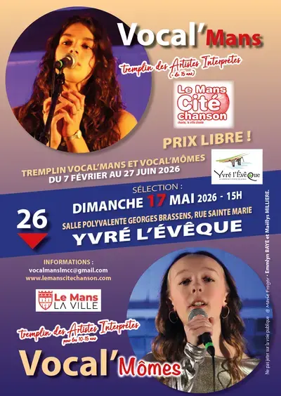 Tremplin Interprètes Vocal'Mans Vocal'Mômes - LE MANS CITE CHANSON 3ème Présélection