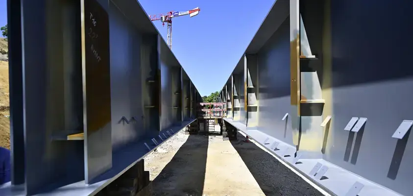Visite du chantier du Viaduc de l'Huisne Sarthoise avant la pose de la charpente