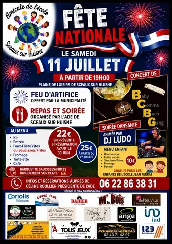 Fête nationale : repas, soirée et feu d'artifice