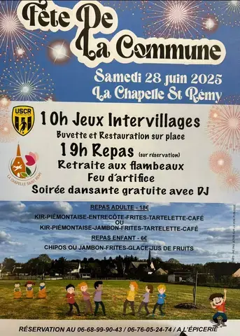 Fête Communale : Jeux, retraite aux flambeaux, feu d'artifice, soirée dansante
