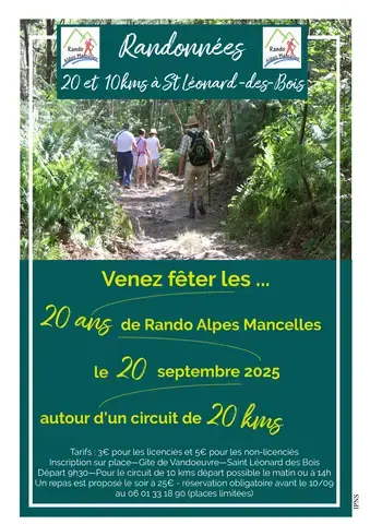 Randonnée de 20 kilomètres pour les 20 ans de Rando Alpes Mancelles