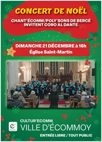 Concert de Noël : Chant'Écomm / Poly'sons de Bercé invitent Coro Al Dante