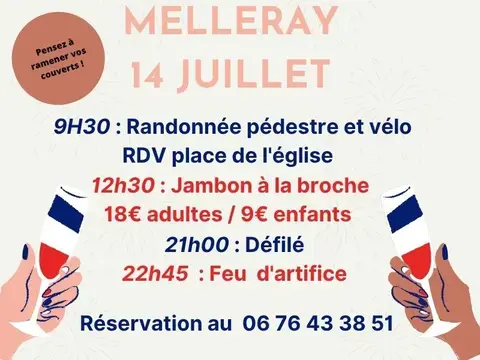 14 juillet : randonnée pédestre et vélo, jambon à la broche, défilé et feu d'artifice