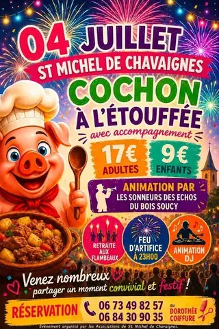 Cochon à l'étouffée et feu d'artifice