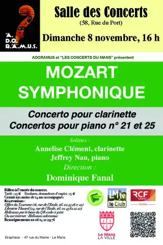 Mozart Symphonique : Concerto pour clarinette et concertos pour piano N°21 ET 25