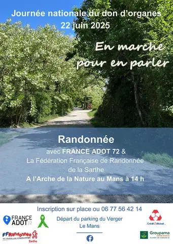 Journée nationale du don d'organe - Randonnée avec FRANCE ADOT 72