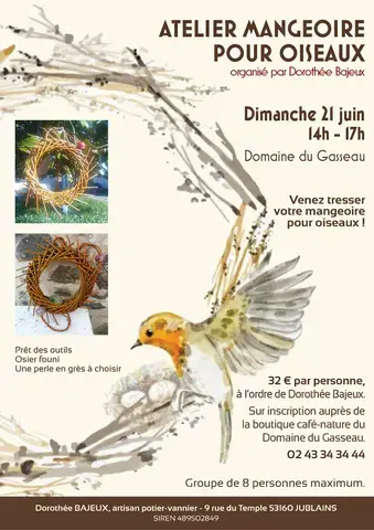 Atelier mangeoire pour oiseaux en osier avec Dorothée