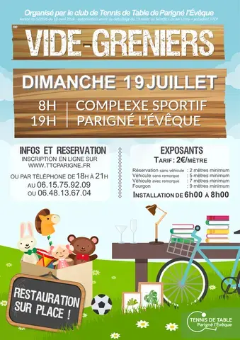 Vide-greniers d'été du tennis de table club de Parigné L'Evêque