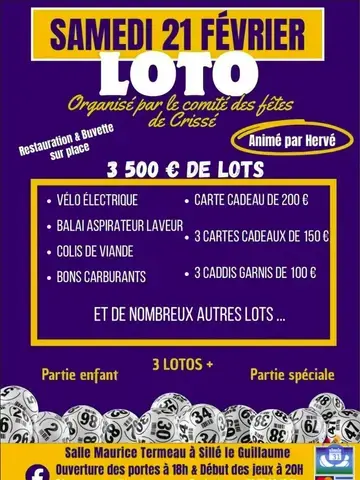 Loto du Comité des fêtes de Crissé
