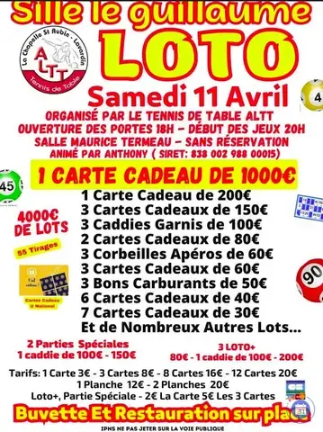 Loto Tennis de Table ALTT