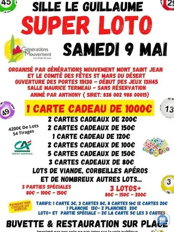 Loto Organisé Par Générations Mouvement Mont-Saint-Jean
