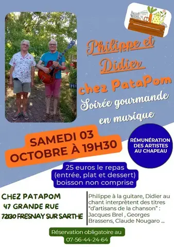 Soirée gourmande en musique avec Philippe et Didier