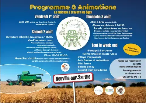 Comice agricole, battage à l'ancienne, feu d'artifice, Super Loto, Bric à brac, Tracteurs anciens, Animations pour tous Neuville sur Sarthe
