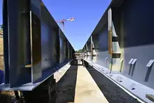 Visite du chantier du Viaduc de l'Huisne Sarthoise avant la pose de la charpente