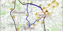 Carte des travaux de renouvellement de la RD300 à Ballon-Saint-Mars