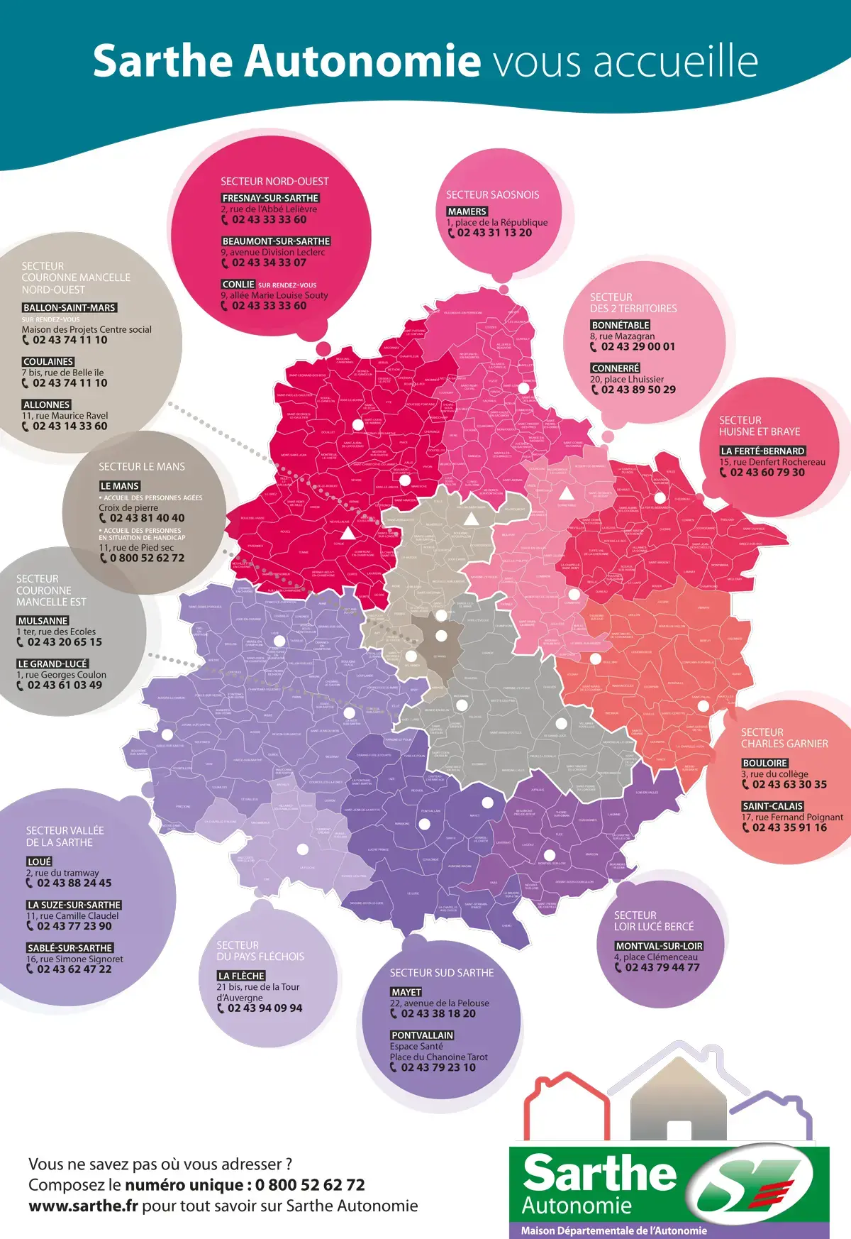 Les 22 points d’accueil Sarthe Autonomie