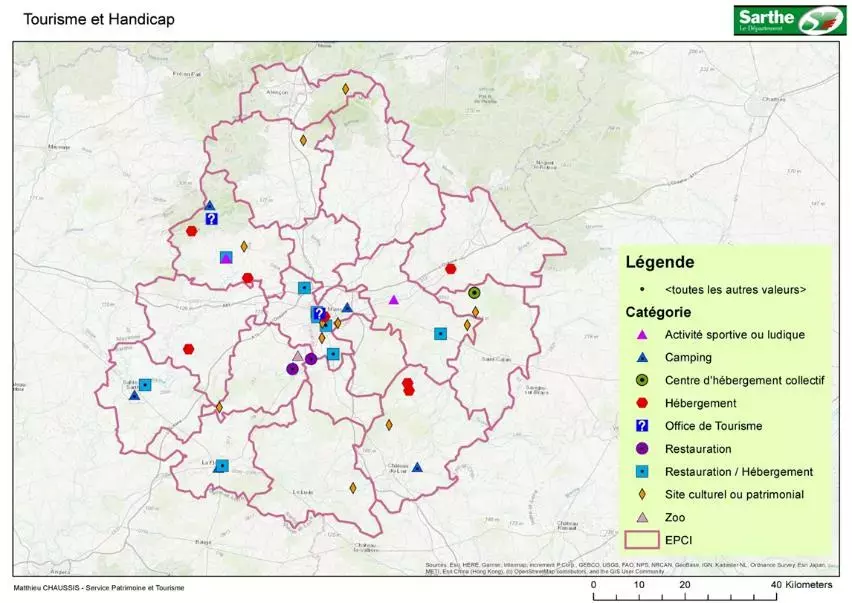 Carte lieux touristiques Sarthe