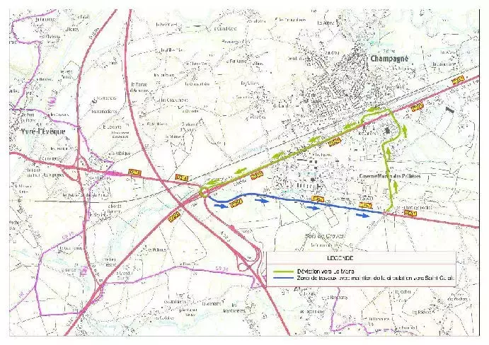 Plan des travaux d’enrobés à Champagné - Route de Saint-Calais