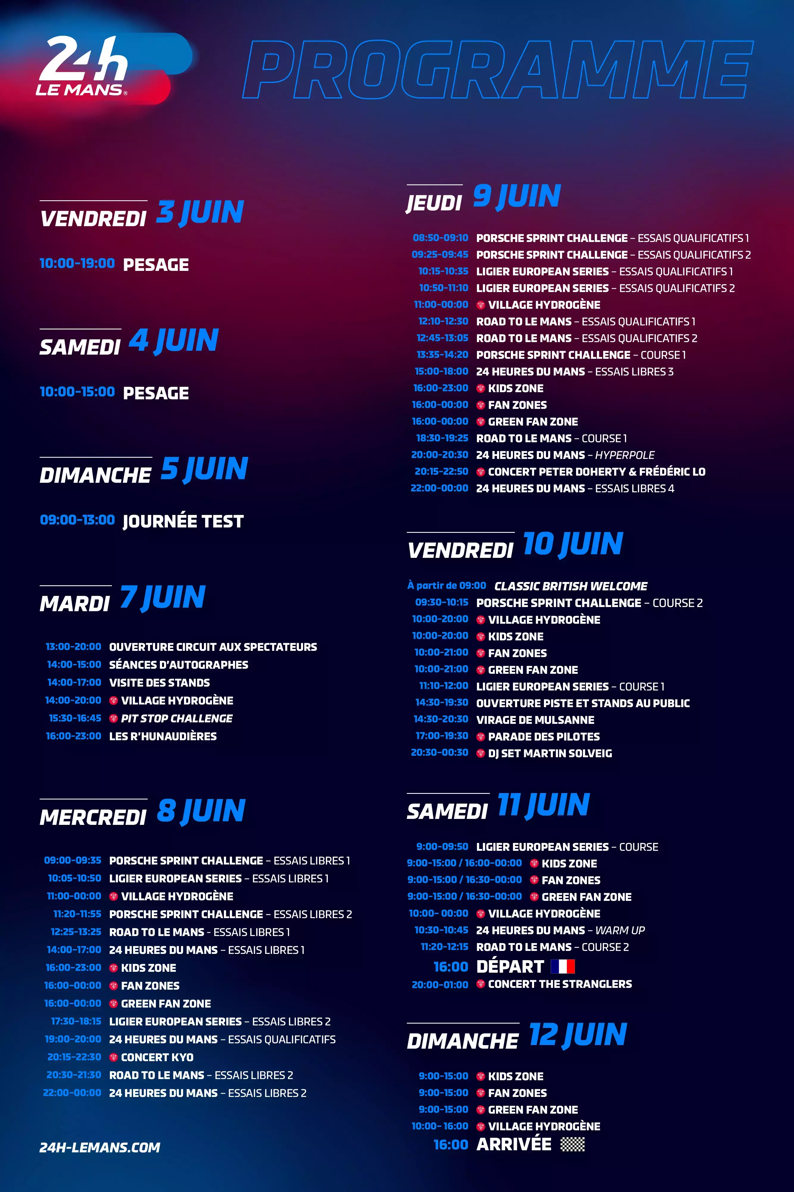 Le programme des 24h
