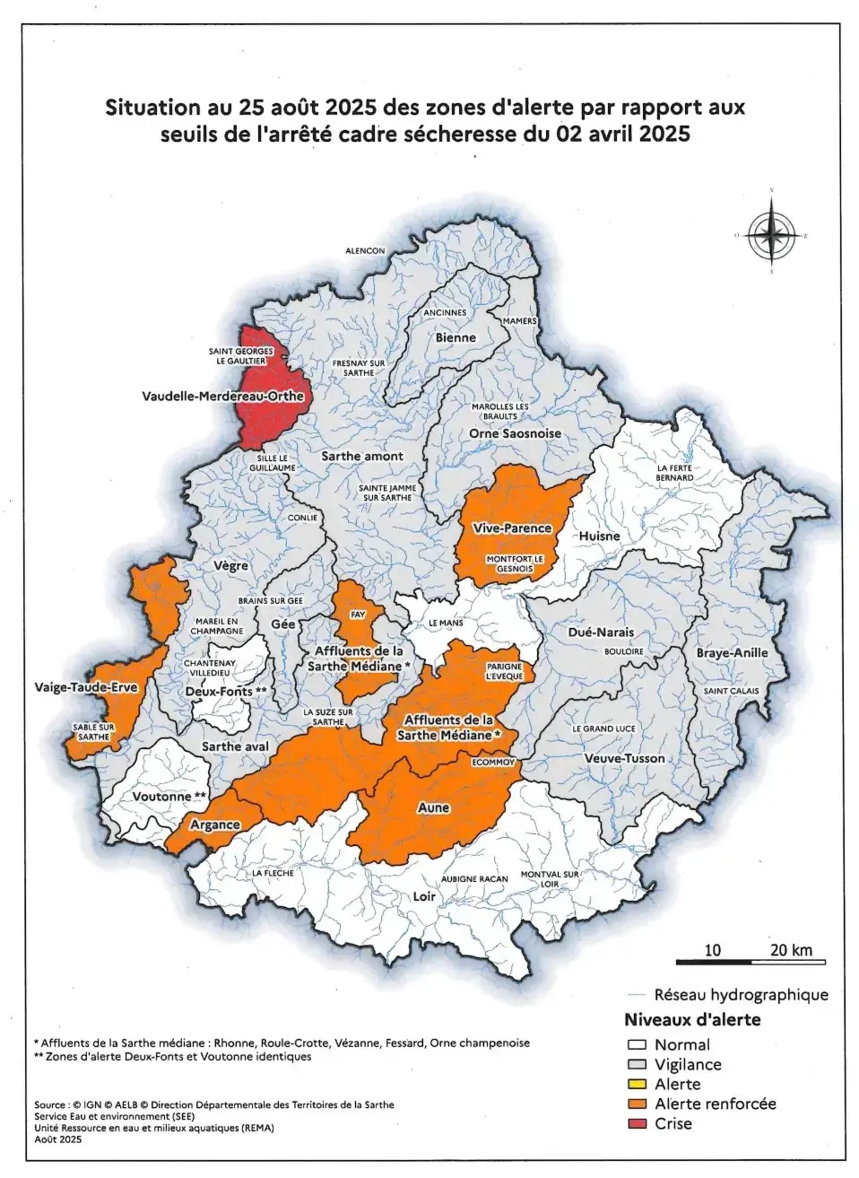 Arrêté préfectoral sécheresse en Sarthe - 26 août 2025