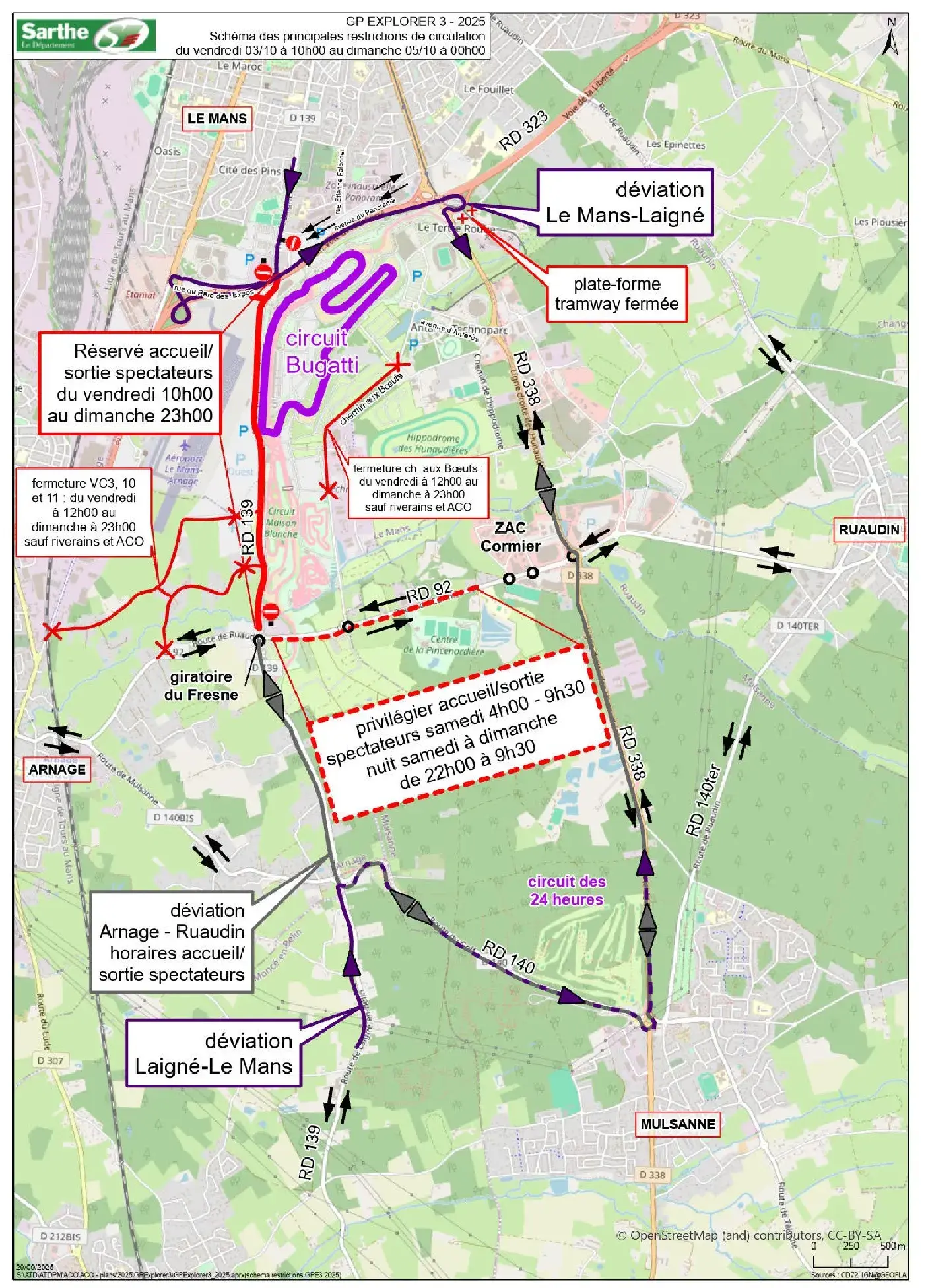GP Explorer 3 : plan de circulation et contraintes associées