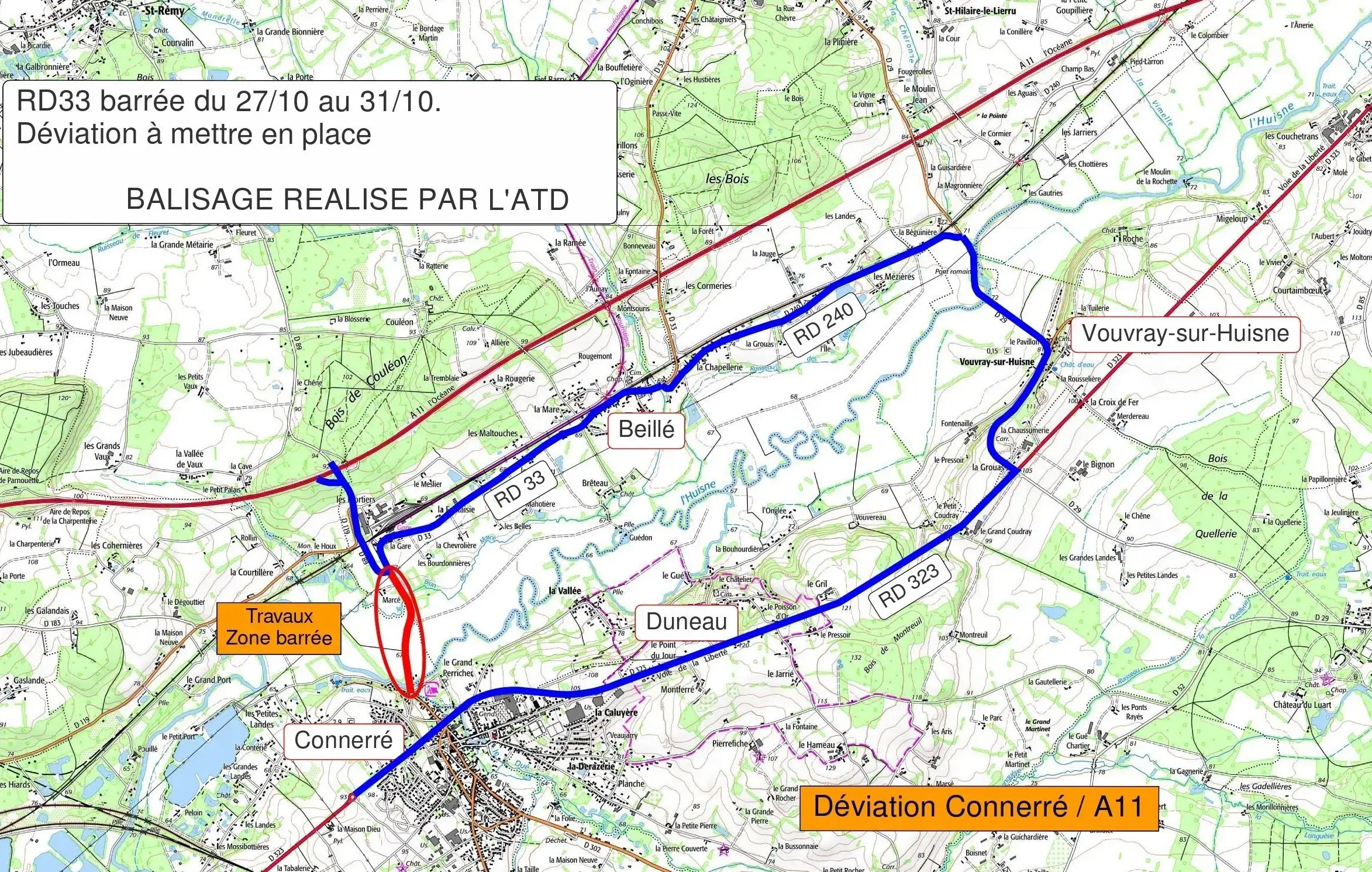 Déviation du 27 au 31 octobre