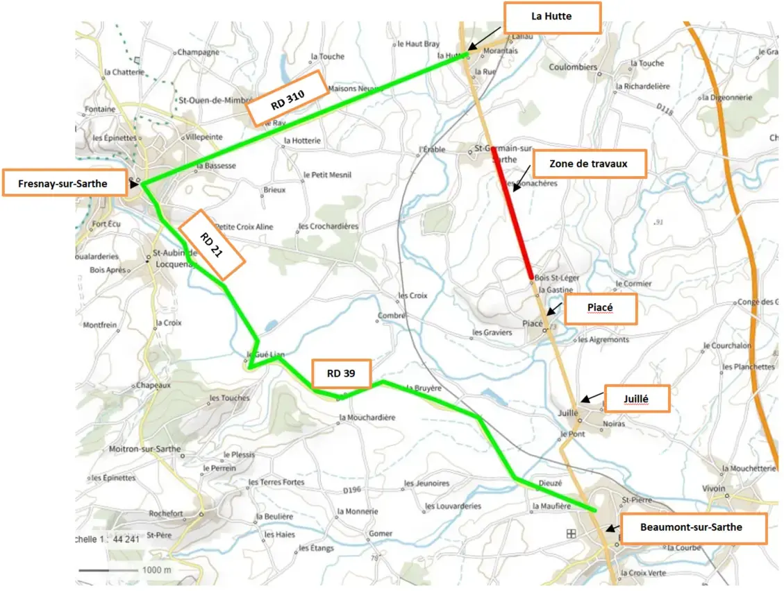 Des travaux d’enrobés sont prévus sur la RD 338 – Piacé et Fresnay-sur-Sarthe