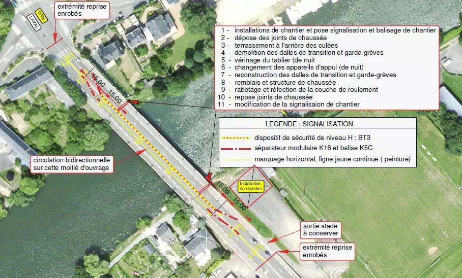 Plan des travaux du pont de Sablé-sur-Sarthe
