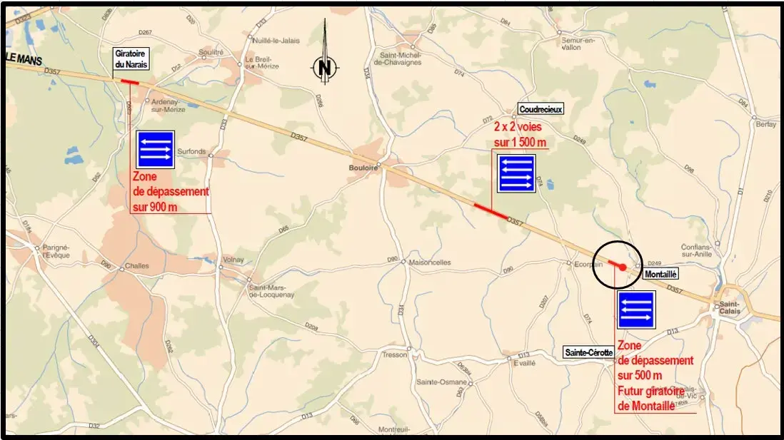 Plan de la RD 357 Est et des travaux